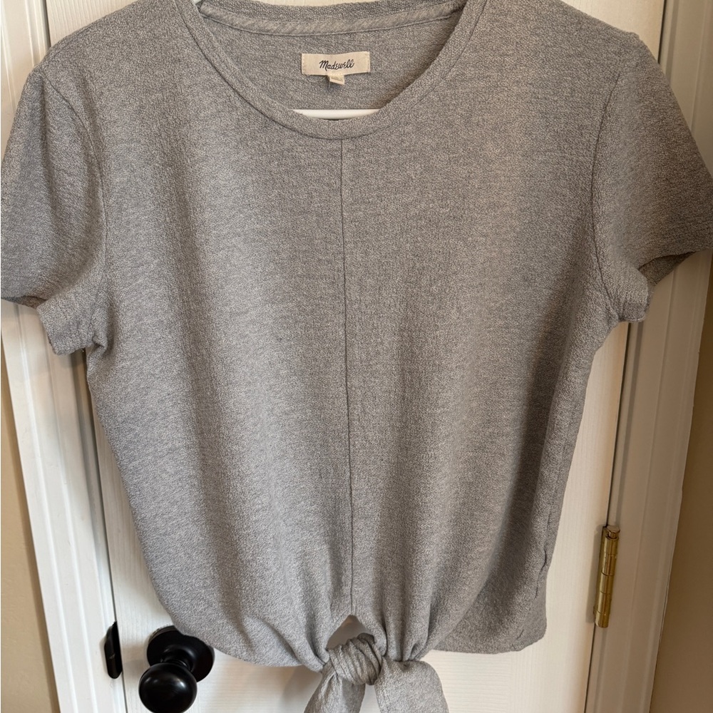 Madewell Heather Gray Tie-Front Tee